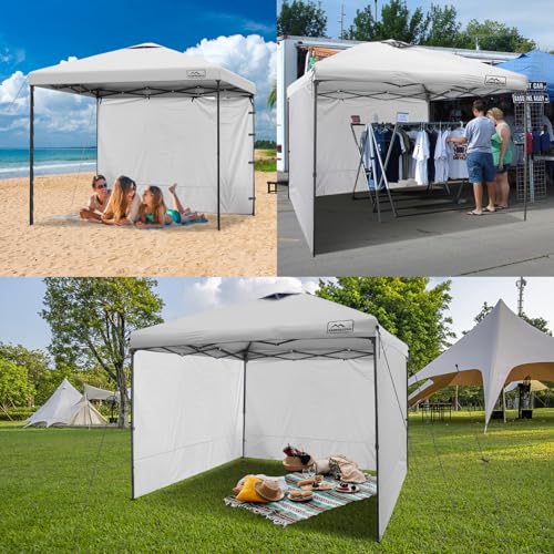 KAMPKEEPER 10X10 Canopy Tent Sidewalls with Zipper for Canopy Frame, 3Pcs Sunwalls Only, UPF50+ Waterproof Side Walls(White) - color: White