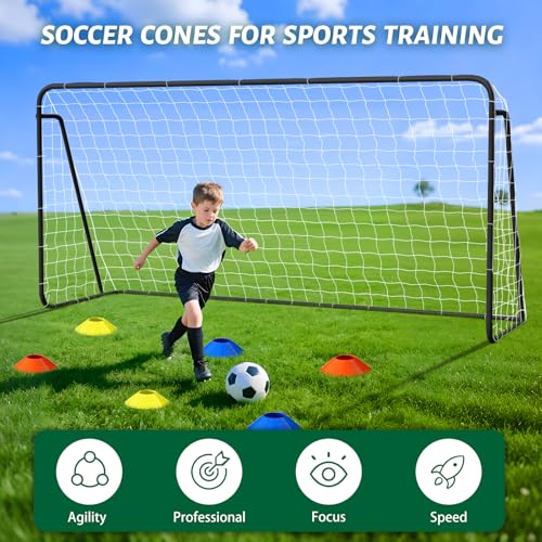 NAIZEA Soccer Goals - 24x8/21x7/18x7/12x6/16x7/10x6/8x6/6x4FT Soccer Goals for Backyard - Metal Soccer Goal for Youth Adult - Multiple Sizes Colors- Perfect for Games Indoor Outdoor - size: 12ft x 6ft, style: Starter-Black/Steel