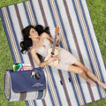 CARSTENS, INC. Easy Pack Water Resistant Sandproof Woven Picnic Blanket, Lightweight Foldable Outdoor Camping Beach Mat, Large 60"x80", Seashore Stripe - color: Seashore Stripe