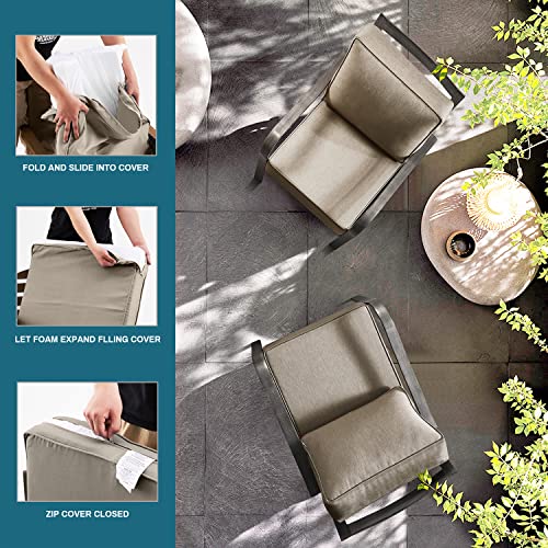 ARTPLAN Deep Seat Outdoor Patio Chair Cushions,2-Piece Seat and Back Cushion Set 24x24x6 and 18x24 Inches,Square, Khaki - color: Khaki