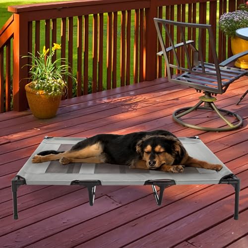 Elevated Dog Bed - 48x35.5-Inch Portable Pet Bed with Non-Slip Feet - Indoor/Outdoor Dog Cot or Puppy Bed for Pets up to 110lbs by PETMAKER (Gray) - color: Gray, size: X-Large