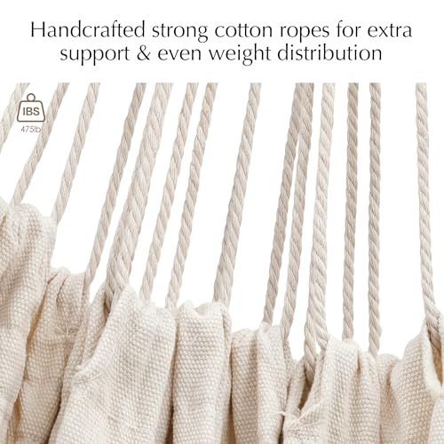 PNAEUT Double Hammocks for Outside, Replacement Outdoor Tree Hammock for Indoor Patio Porch Garden (Tassel Beige, Medium) - color: Tassel Beige, size: Medium