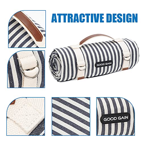 Waterproof Picnic Blanket Portable with Carry Strap for Beach Mat or Family Outdoor Camping Party Woodchip Picnic Basket with Double Folding Handles, Natural Woven Basket, Gift Packing Woven Basket