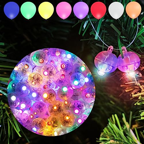 Aogist 100pcs 10-Colors Mini Lights with Hook,Long Standby Time Waterproof LED Balloon Light,Battery Powered,Ball Lamp for Balloon Paper Lantern Birthday Party Christmas Halloween - color: 10-Colors, size: 0.6inch (Hook)