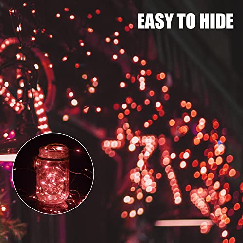Brightown 12 Pack LED Fairy Lights, Waterproof, Red, 7 Feet, 20 LEDs, Battery Operated, Flexible Silver Wire, Safe, Energy Saving, Long-Lasting, Indoor and Outdoor Use - color: Red, size: 12 Pack