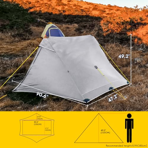 LANSHAN Ultralight Tent 3-Season Backpacking Tent for 1-Person or 2-Person Camping, Trekking, Kayaking, Climbing, Hiking - color: Pro 2-person, grey
