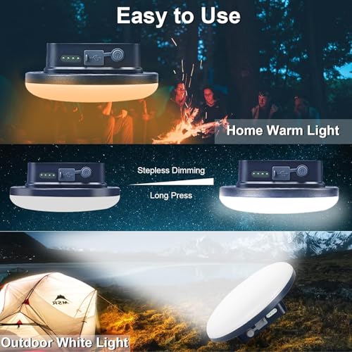 IODOO 16500mAh 3000LM 3000K 6000K Flashlight Portable LED Camping Lantern Rechargeable Light 60W with Magnet IP65 Waterproof Tent Light Power Failure - size: 60W
