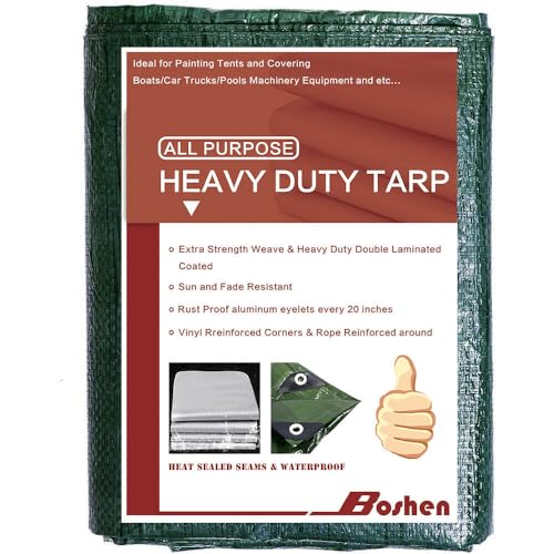 10'x 12' Tarps Heavy Duty Thick Waterproof, Poly Canopy Green Tent Shelter Cover, 5 Mil Tarpaulin Shade, Rip and Tear Proof, UV Resistant Tarpaulin with Grommets and Reinforced Edges - color: Green, size: 10 x 12ft