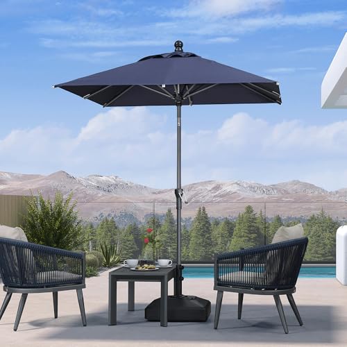 PURPLE LEAF 6' x 6' Square Patio Umbrella Outdoor Table Umbrella Aluminum Frame Market Umbrella Sun Umbrella with 8 Sturdy Ribs Tilt for Garden Deck Lawn Pool Navy Blue - color: Navy Blue, size: 6' x 6'