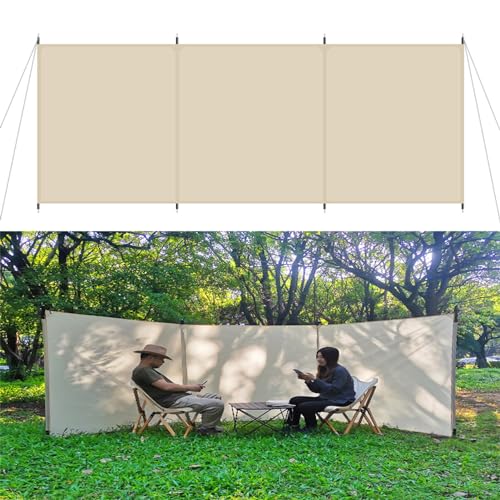 SHYP Camping Windbreaks for Garden Grills BBQ Picnic, Outdoor Caravan Privacy Screen Folding Portable Waterproof Oxford Cloth Windscreen Beach Windshield Shelter (Khaki) (Color : 1 Set) - color: 1 Set