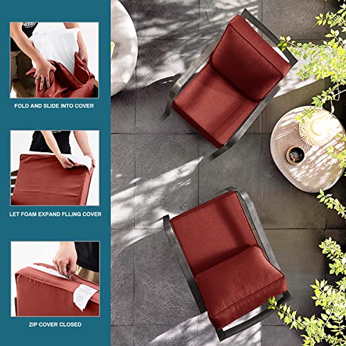 ARTPLAN Deep Seat Outdoor Patio Chair Cushions,2-Piece Seat and Back Cushion Set 24x24x6 and 18x24 Inches,Square, Brick Red - color: Brick Red