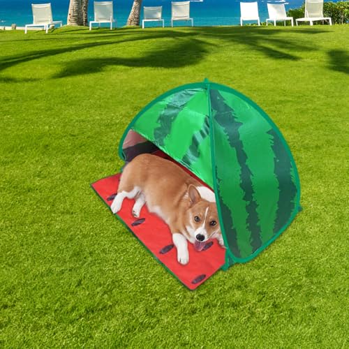 Head Sun Shelter Tent, PopUp Beach Shade Sun Protection Face, Pet Beach Tent, Instant Protection Canopy, Windproof Waterproof Small Breathable Portable for Camping - color: Watermelon