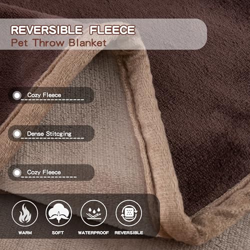 Waterproof Dog Blankets Brown, 30"x40" Cat Blanket for Indoor Cats, Soft Fluffy Sofa Car Bed Protector, Reversible Leakproof Flannel Puppy Blanket for Small Medium Dogs - color: Pure Brown, size: 30"x40"