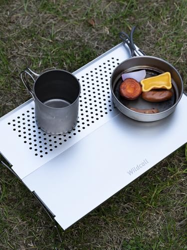 WildCall Ultralight Backpacking Table, Mini Folding Camping Table with Carry Bag, Compact Portable Aluminum Table for Hiking, Backpacking, Cooking, Beach, Travel Gear - color: Silver