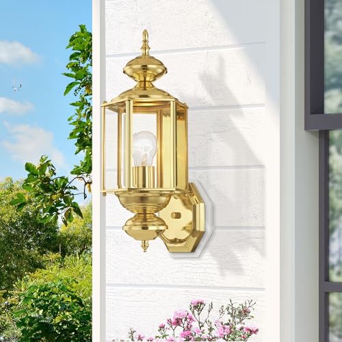 Livex Lighting 2006-02 Basics 1 Light PB Outdoor Wall Lantern, Polished Brass - color: Polished Brass