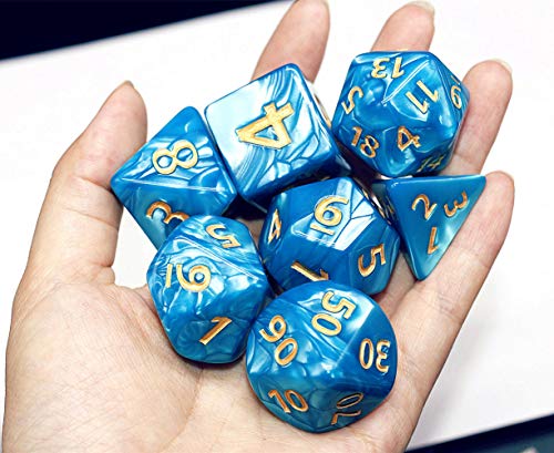 Dice- DND Dice 25mm Blue RPG Dice for Dungeons and Dragons D&D Pathfinder MTG Role Playing Dice Giant Polyhedral Dice with Dice Bag - color: Blue
