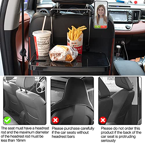 Foldable Car Seat Back Portable Tray with Phone Mount for Food Dining Drink and Laptop, Hanging Car Steering Wheel Tray(Upgrade) - size: Upgraded - Single