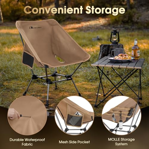 MOON LENCE Portable Camping Chair Plus, Larger & Roomier, Compact and Lightweight Still, Folding Chair for Backpacking & Hiking, 330Lbs Capacity (Desert Rust-2pack) - color: Desert Rust-2pack