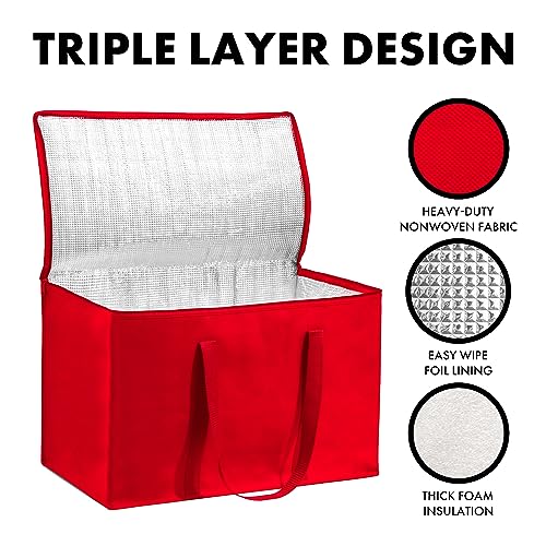 Carrywell (Not Made In China) Insulated Food Delivery and Catering Bags 2-Pack, XXXL Pizza Delivery and Reusable Warming Bag, Thermal Insulation Tote for Hot and Cold Food, Doordash - color: Red, size: 2 pack, style: Xxxl Insulated