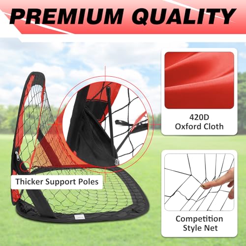 BOHEN Pop Up Soccer Goals for Kids-Foldable Portable Soccer Net for Outdoor Indoor Backyard Beach - color: Red, style: 3.3x2.2 FT, 2 Pieces