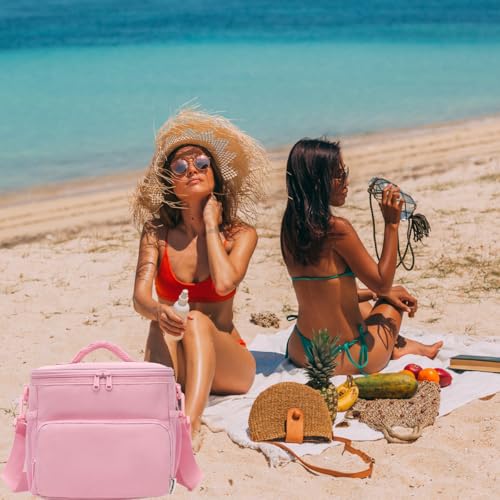 GYEUKHAM Insulated Lunch Bag for Adult/Women/Men, Reusable Large Lunch Box Cooler Soft Leakproof Tote, Thermal Meal Prep Lunch Pail with Adjustable Shoulder Strap for Picnic/Travel/Office,Pink - color: Pink