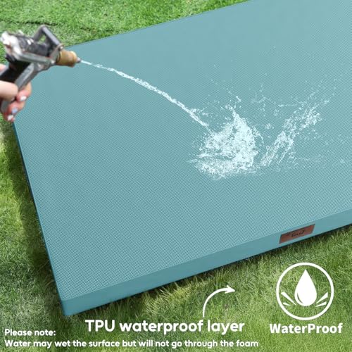 Outdoor Dog Bed for Small Dogs & Cats, Waterproof Dog Crate Mat Orthopedic Egg Crate Foam with Washable Removable Oxford Cover, Light Blue - color: Light Blue, size: 23.0"L x 17.0"W x 2.5"Th