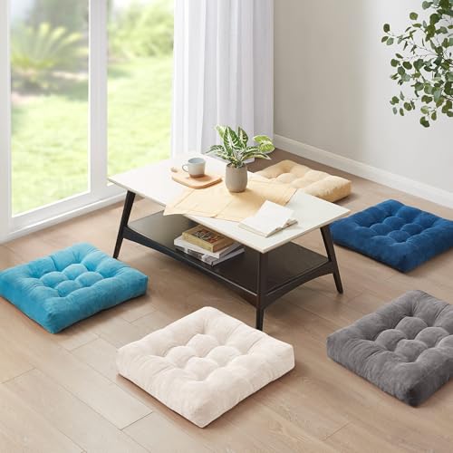 Degrees of Comfort Meditation Floor Pillow, Square Large Pillows Seating for Adults, Tufted Corduroy Cushion for Balcony Bedroom Tatami Living Room, Beige, 22x22 Inch - color: Square | Beige | 1 Pack, size: 1 Pack