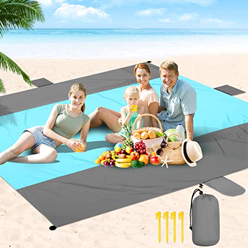 Beach Blanket Waterproof Sandproof Beach Mat 10 x 9ft Extra Large Quick Drying Oversized Lightweight Sand Free Outdoor 120"×108" Picnic Blanket for Vacation Camping Hiking - color: Light Grey