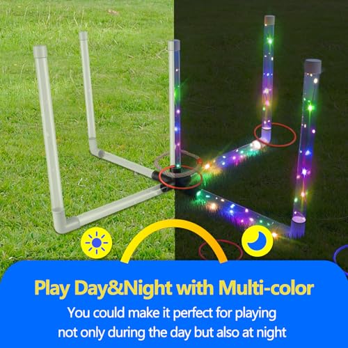 Outdoor Ring Toss Game, Upgraded 15-Inch Backyard and Lawn Games for Adults & Kids, Backyard Camping Sports Activities, Best Party Gifts for Ages 8-12+ Years Old, LED Ring Toss with Carry Case - color: Classic