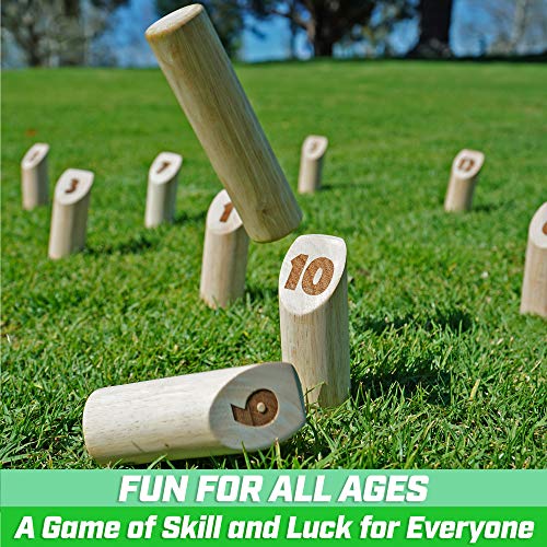 GoSports Skittle Scatter Numbered Block Toss Game with Scoreboard and Tote Bag