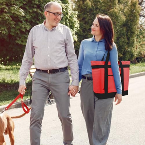 mosago Insulated Grocery Tote Bags, Large Reusable Cooler Bags with Zipper, Leakproof Thermal Shopping Bags for Food Delivery, Beach, Travel, Uber Eats & Picnic, Collapsible Personalized, Red - color: Red