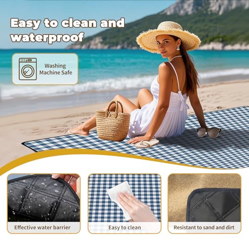 WIN&YING Waterproof Picnic Blanket, 3-Layer 80'' x 80'' Extra Large Picnic Blankets, Outdoor Blanket Foldable and Washable for Beach, Camping, Park, Grass