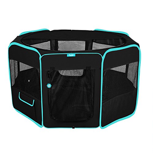Deluxe Premium Pet Dog Playpen Portable Soft Dog Exercise Pen Kennel with Carry Bag for Dogs, Cats, Kittens, and All Pets (Large, Black) - color: Black, size: Large