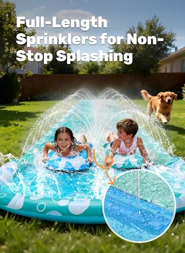 JOYIN 22.5FT Water Slide and 2 Inflatable Boards, Extra Long Heavy Duty Double Lawn Waterslide with Sprinkler for Kids Adults Backyard Summer Water Toy Outdoor Fun, Blue, Light Blue - color: Blue, Light Blue, size: 22.5ft