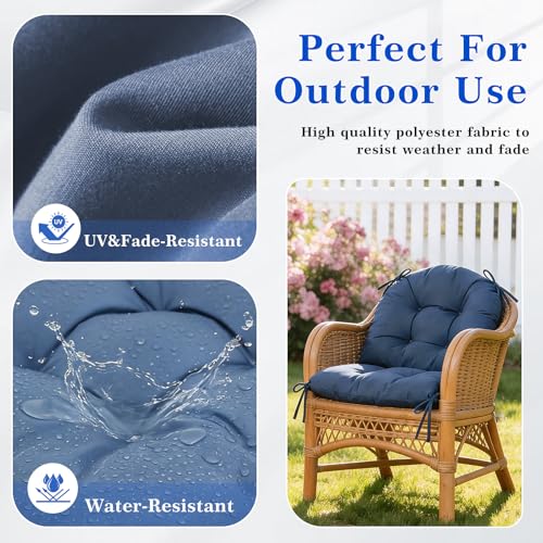 Outdoor Chair Cushions Set of 2 Waterproof Patio Furniture Cushions with Ties 19x19+5” Thicken Outdoor Seat Cushions Indoor/Outdoor Dining Chairs Pads FadeShield Rocking Chair Cushion, Light Bule - color: Light Bule