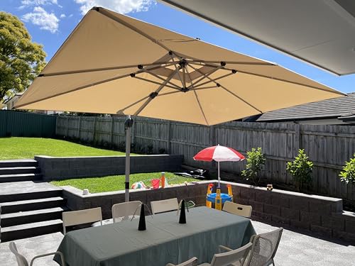 PURPLE LEAF 9' X 12' Patio Umbrella Outdoor Rectangle Umbrella Large Cantilever Umbrella Windproof Offset Heavy Duty Sun for Garden Deck Pool Patio, Beige - color: Beige, size: 9' X 12'