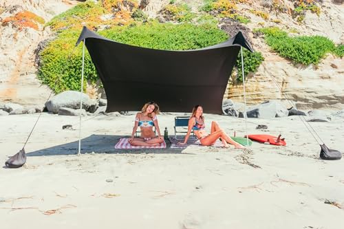 Neso Portable Beach Tent Sun Shelter - Lightweight Beach Shade Canopy - Easy Setup for Family Outings - Patented Reinforced Corners - UPF 50+ Sun Protection - color: Black