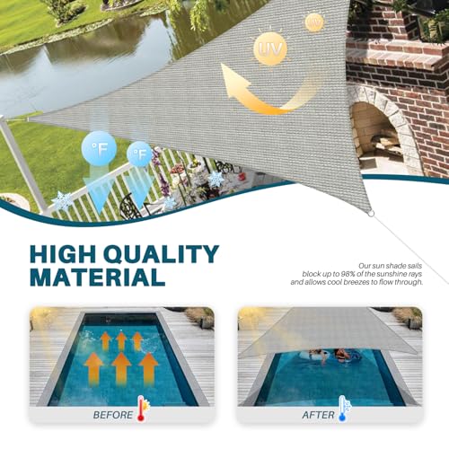 Coarbor 2' x 2' x 2' Sun Shade Sail Canopy Sunshade Outdoor Heavy Duty Triangle Fabric Cloth Screen for Patio Garden Yard Deck Pergola Canopy (Light Gray) - color: Light Gray, size: 2'x2'x2'