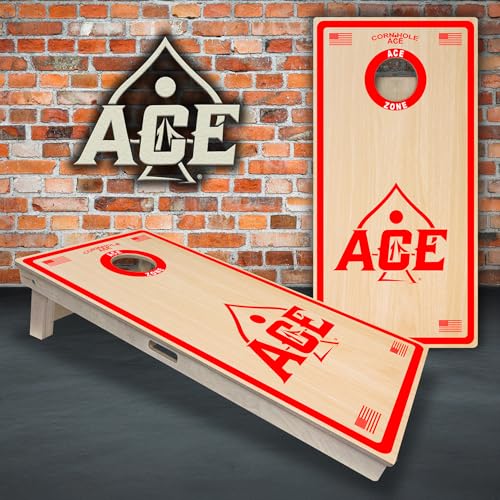 CornholeAce ACE PRO Professional Cornhole Boards - No Bounce! Triple Wide Legs, 3/4" Baltic Birch Plywood, Handles, Regulation Size (4x2ft), Tournament Style, Made in USA - color: Red