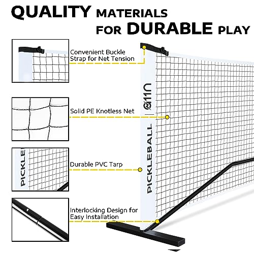 A11N SPORTS Designed for All Weather Conditions with Steady Metal Frame and Strong PE Net, Regulation Size Net with Carrying Bag- 22’ Wide x 36” Tall, Indoor/Outdoor Use - color: White