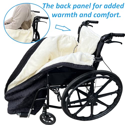 Wheelchair Blanket - Outdoor Lap Blanket with 2 Pockets for Hands - Waterproof and Windproof Foot & Leg Pocket Blanket - Thick Warm Fleece Lined Knee Blanket for Wheelchair, Recliner & Chair (M) - size: Medium
