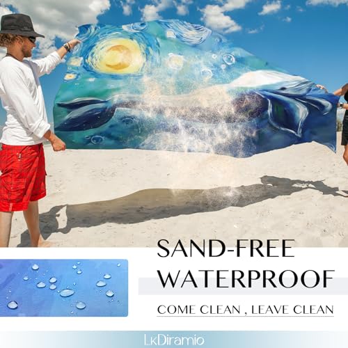 Beach Blanket Sand Proof Waterproof Oversized 100" x 80" Sand Free Mat with Corner Pockets and Mesh Bag for Outdoor, Picnic, Travel, Beach Accessories Portable, Watercolor Dolphin - color: Watercolor Dolphin