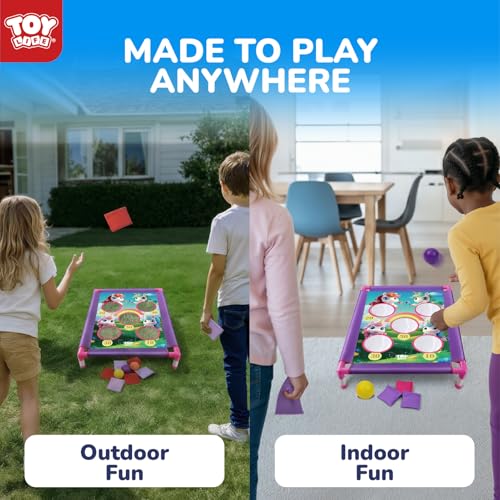 TOY Life Bean Bag Toss Game, Carnival Party Games, Cornhole Set for Kids Outdoor Games, Outside Toys for Kids Ages 4-8, Yard Outdoor Toys for Toddlers 3-5, Gifts for 3 4 5 6 7 Year Old Girls & Boys - color: Purple & Pink Unicorn