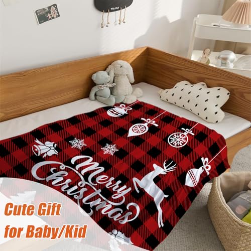 YeeJu Christmas Baby Throw Blanket Decorative Red Plaid Christmas Blanket for Toddler Swaddle Pet Crib Soft Lightweight Fuzzy Plush Fleece Blankets and Throws Xmas Winter Holiday Blanket 30x40 - color: Chrsitmas-01, size: 30"x40"