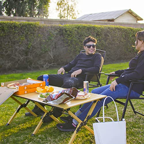 rollingsurfer Folding Camping Table, Lightweight Roll-Up Table Aluminum Low Portable Picnic Table with Carrying Bag for Outdoor, Beach, Picnic, Backyards, BBQ and Party, 45.2''D x 23.6''W x 17.3''H - size: 45.2in