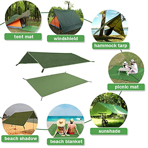 AYAMAYA Tent Footprint, PU 3000 Waterproof Tent Ground Cloth Large Size for 2-8 Person Family Camping Tents Ground Sheet Mat with 6 Tent Stakes for Camping Hiking Picnic - 13x9FT /8x7FT /6x7FT /5x7FT - size: 13FT x 9FT