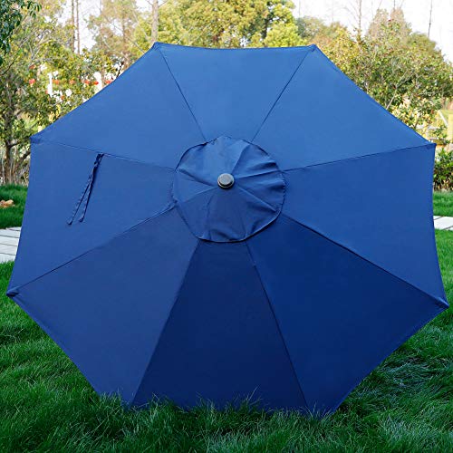 Blissun 9' Outdoor Patio Umbrella, Outdoor Table Umbrella, Yard Umbrella, Market Umbrella with 8 Sturdy Ribs, Push Button Tilt and Crank - color: Navy Blue