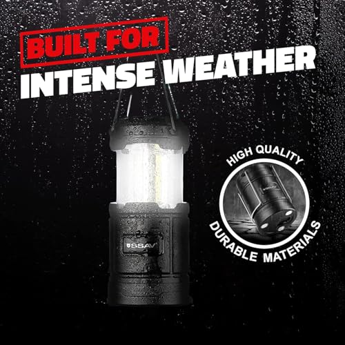 2 Pack Camping Lantern - Portable LED Battery Powered Lantern with Magnetic Base and Foldable Hook for Emergency Use or Campsites, Essential Hurricane Survival Kit | Batteries Included - color: Dark Charcoal