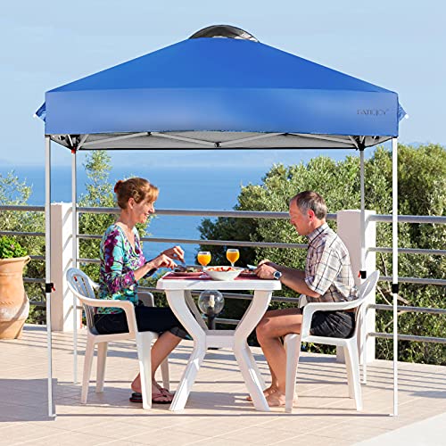 Tangkula Outdoor Pop-up Canopy Tent, 6.6 x 6.6 FT Height Adjustable Commercial Instant Canopy w/Portable Roller Bag, 4 Weight Bags, Outdoor Camping Sun Shelter for Camping, Party - color: Blue, size: 6.6x6.6 FT