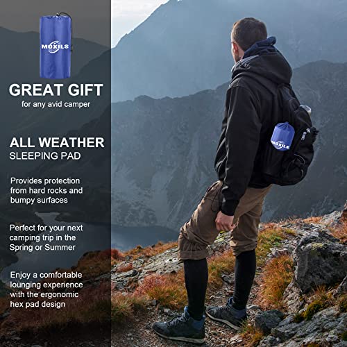 MOXILS Sleeping Pad, Ultralight Inflatable Sleeping Pad for Camping, Built-in Pump, Ultimate for Camping, Hiking, Airpad, Carry Bag, Repair Kit, Compact & Lightweight Air Mattress(Blue) - color: Blue